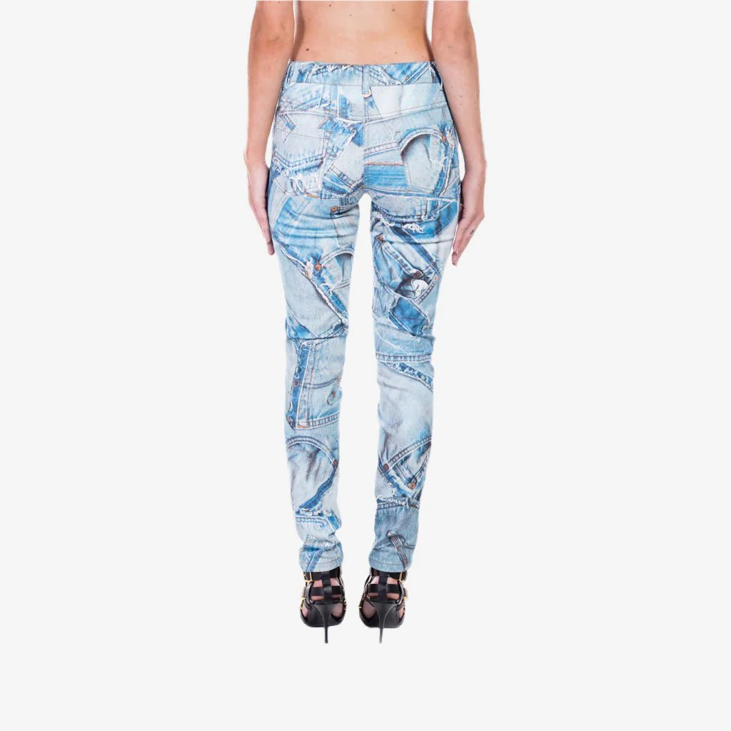 Womens Denim Printed Jeans - Image 3