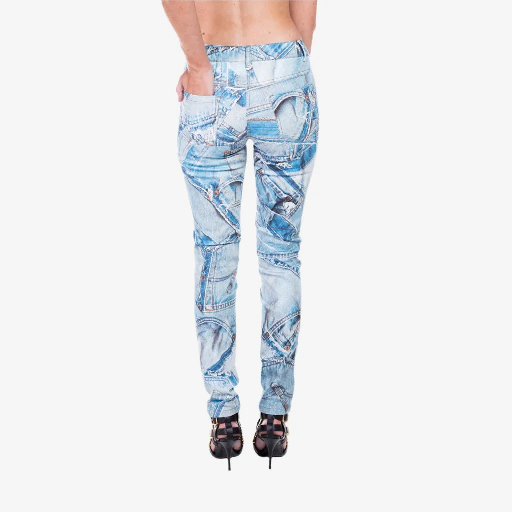 Womens Denim Printed Jeans - Image 4