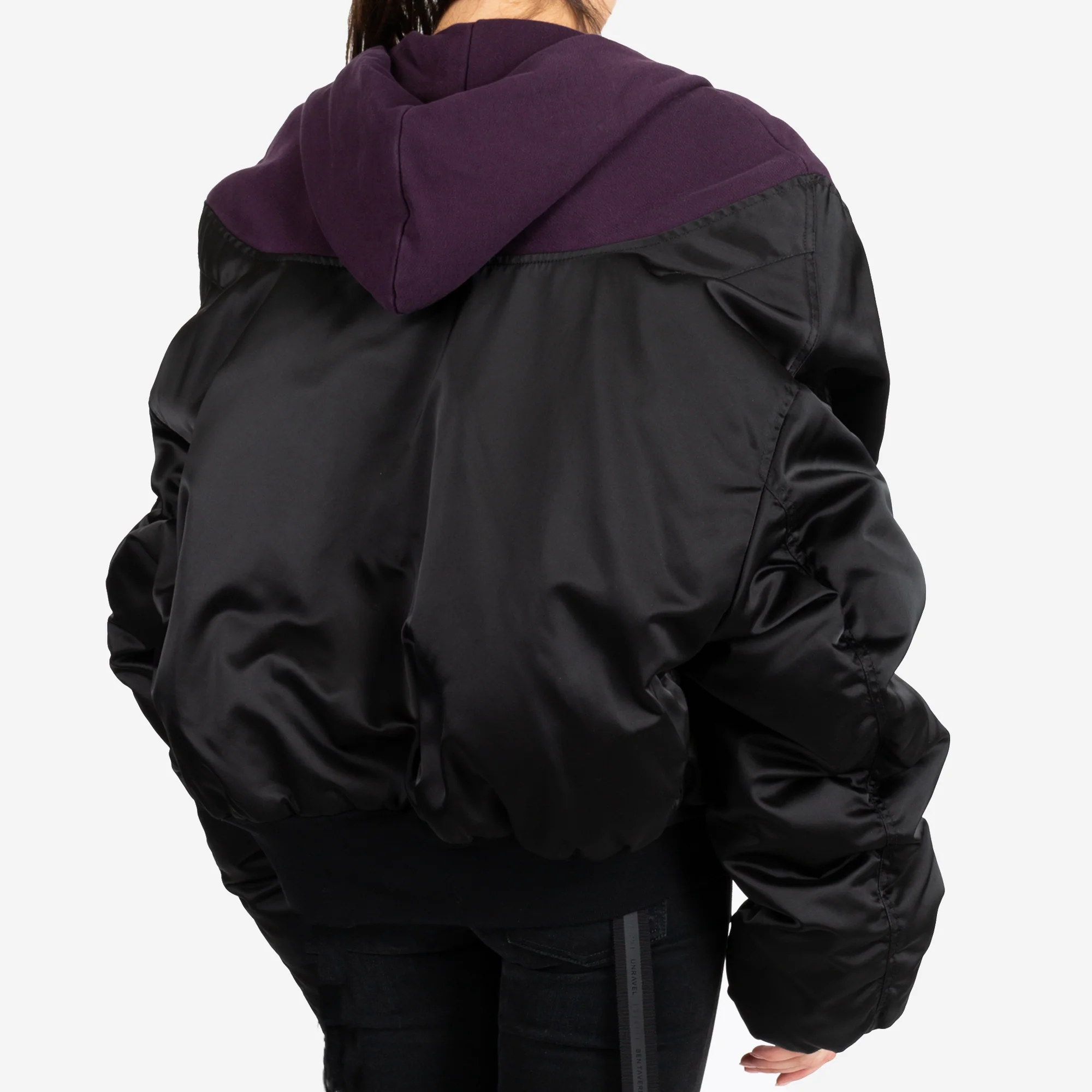Womens Nylon Hybrid Zip Hoody Bomber - Image 2