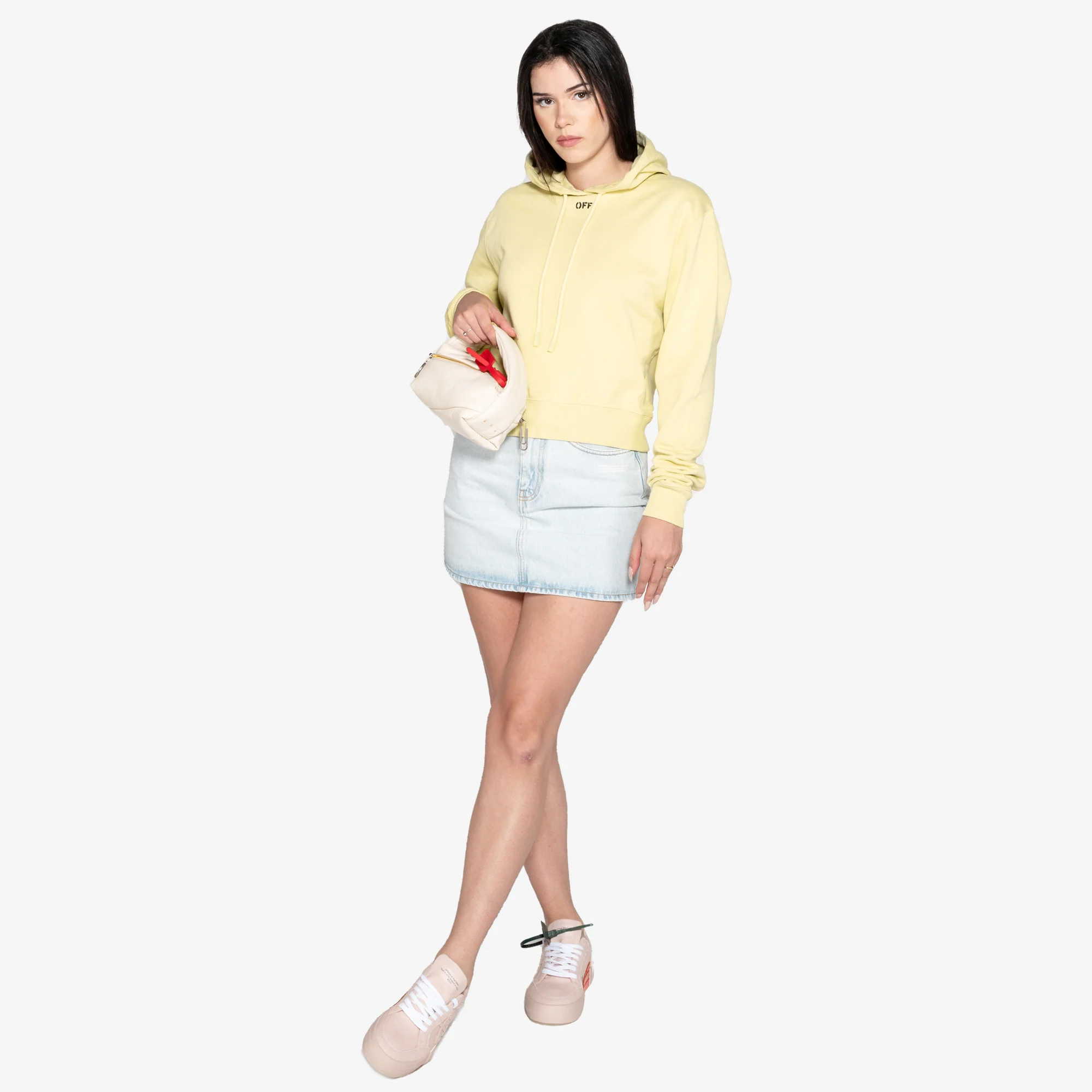 Womens OFF STAMP CROPPED HOODIE - Image 2