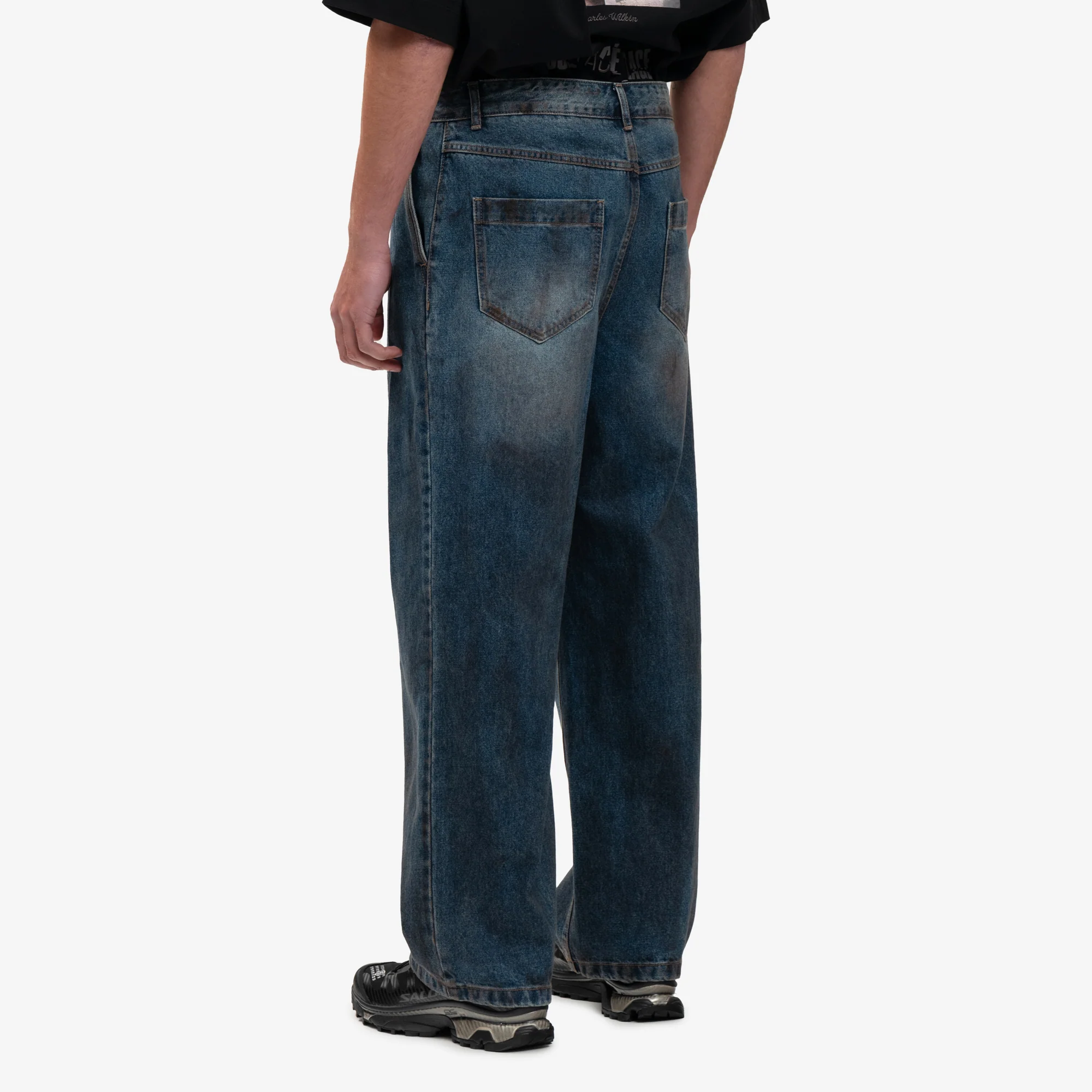 Oil Wash Asymmetrical Denim Pants - Image 4
