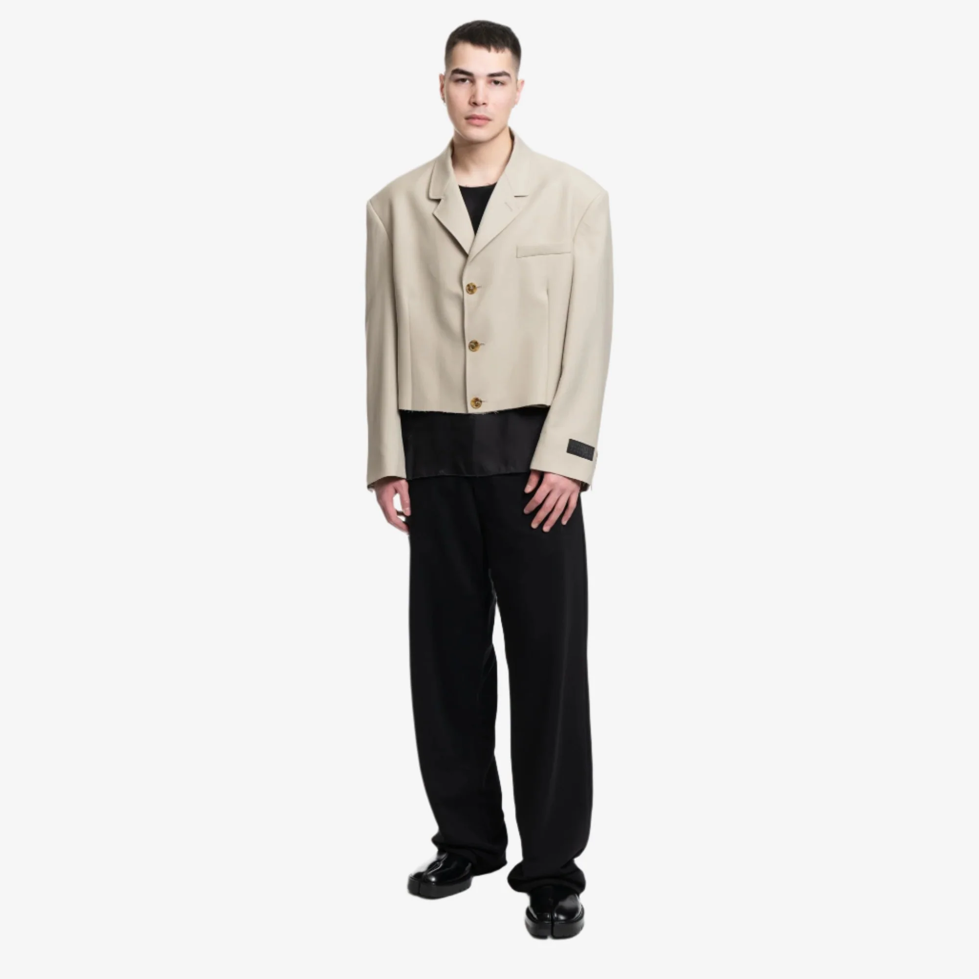 Oversized Cropped Suit Jacket - Image 2