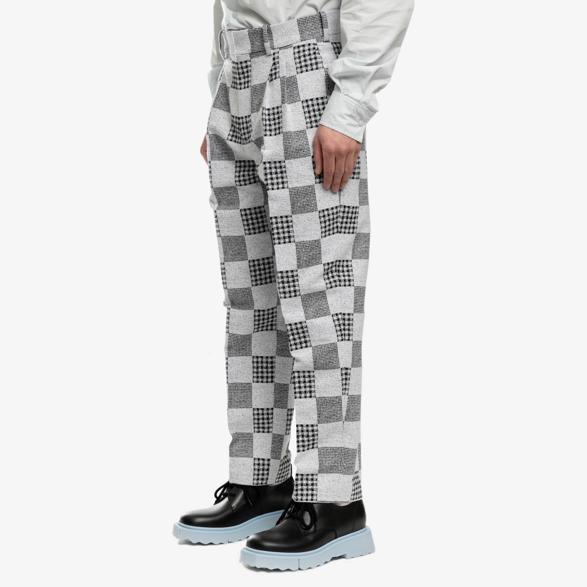 Patchwork Jacquard Pleat Pants - Image 3