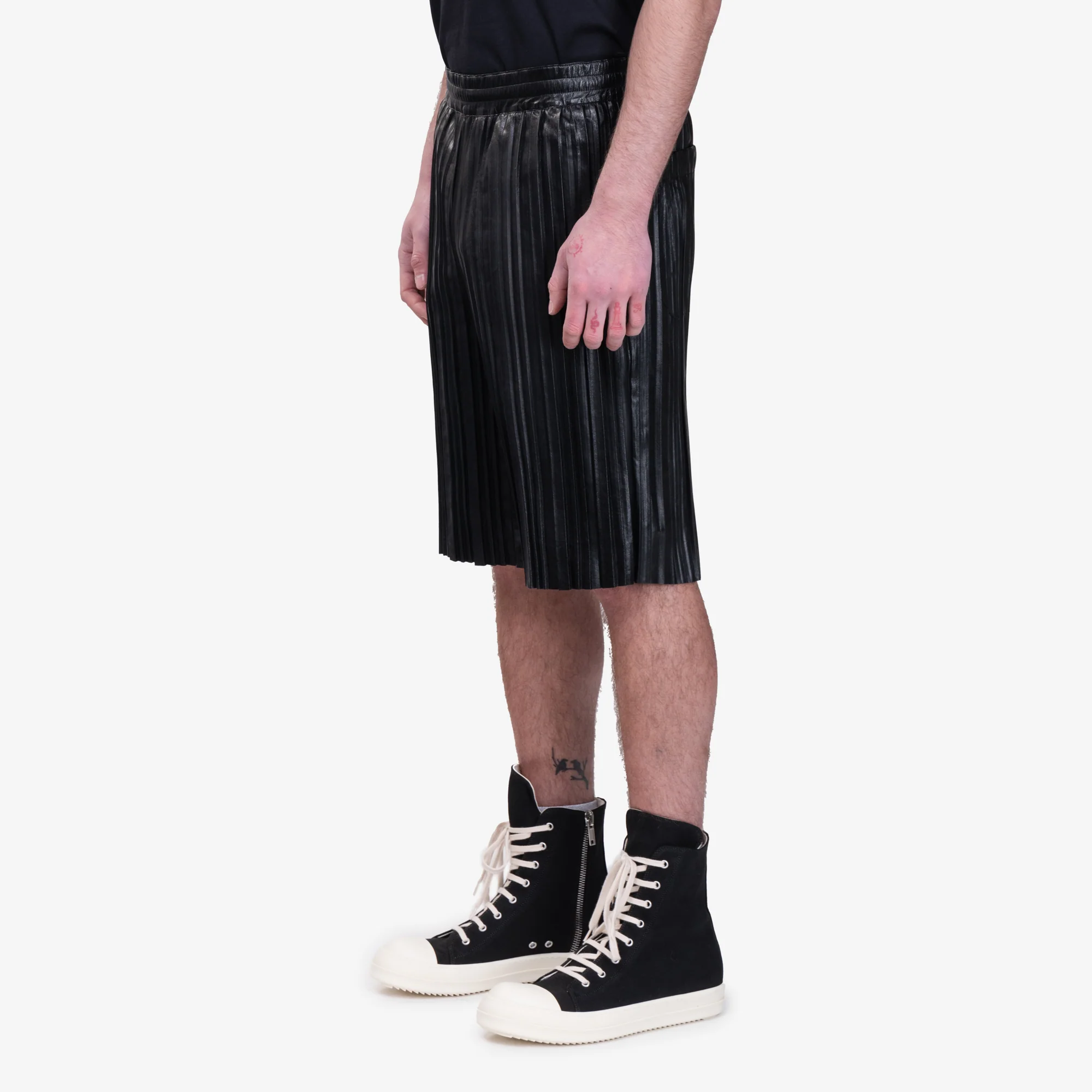 Pleated Leather Shorts - Image 3