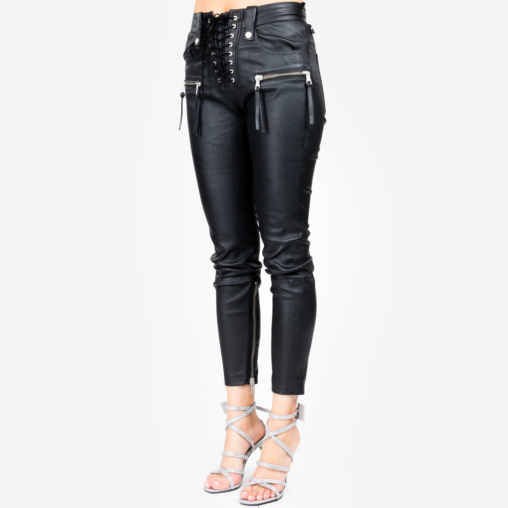 Womens Plonge Skinny Lace Up Pants - Image 2