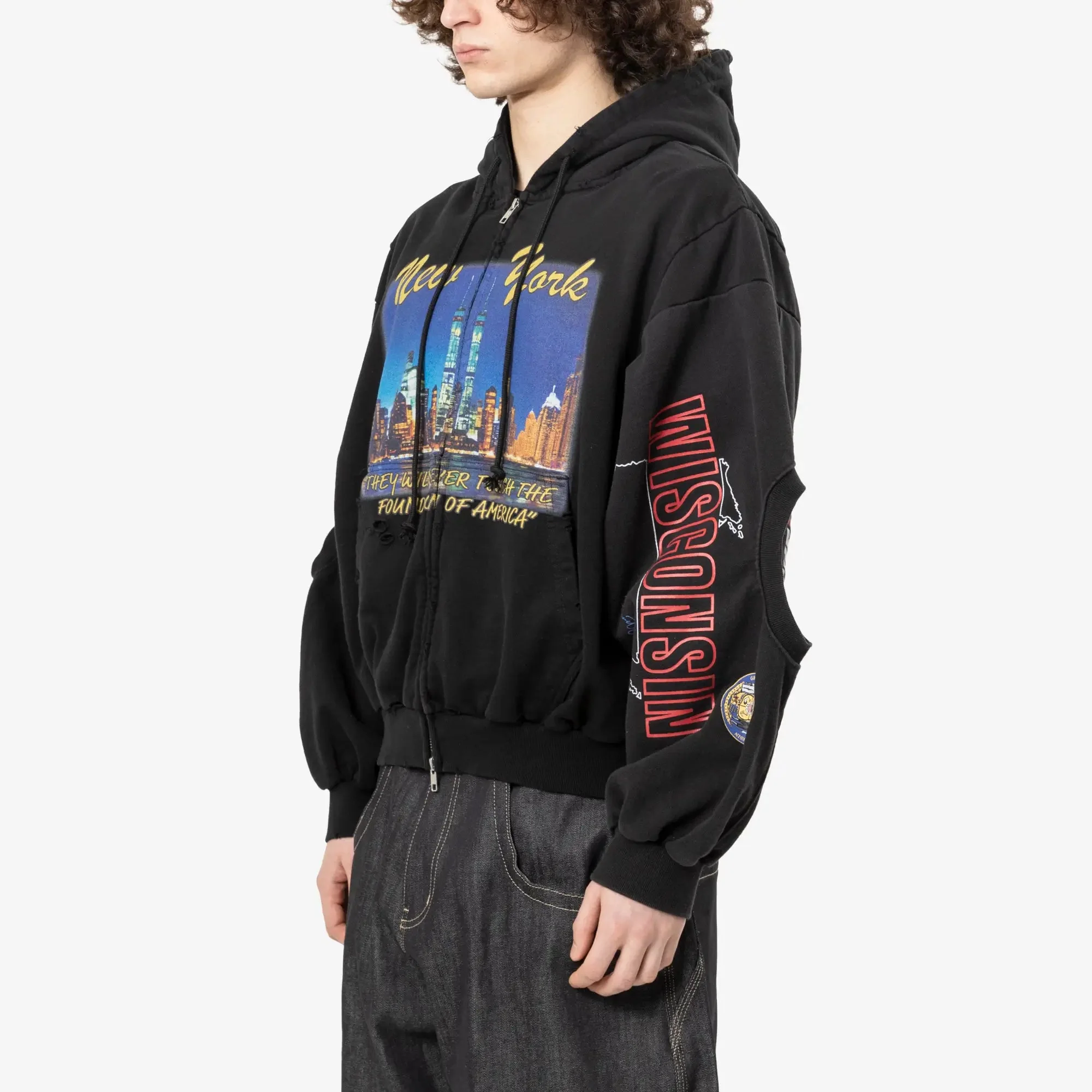 Reconstructed Sweatshirts Zip Hoody - Image 3