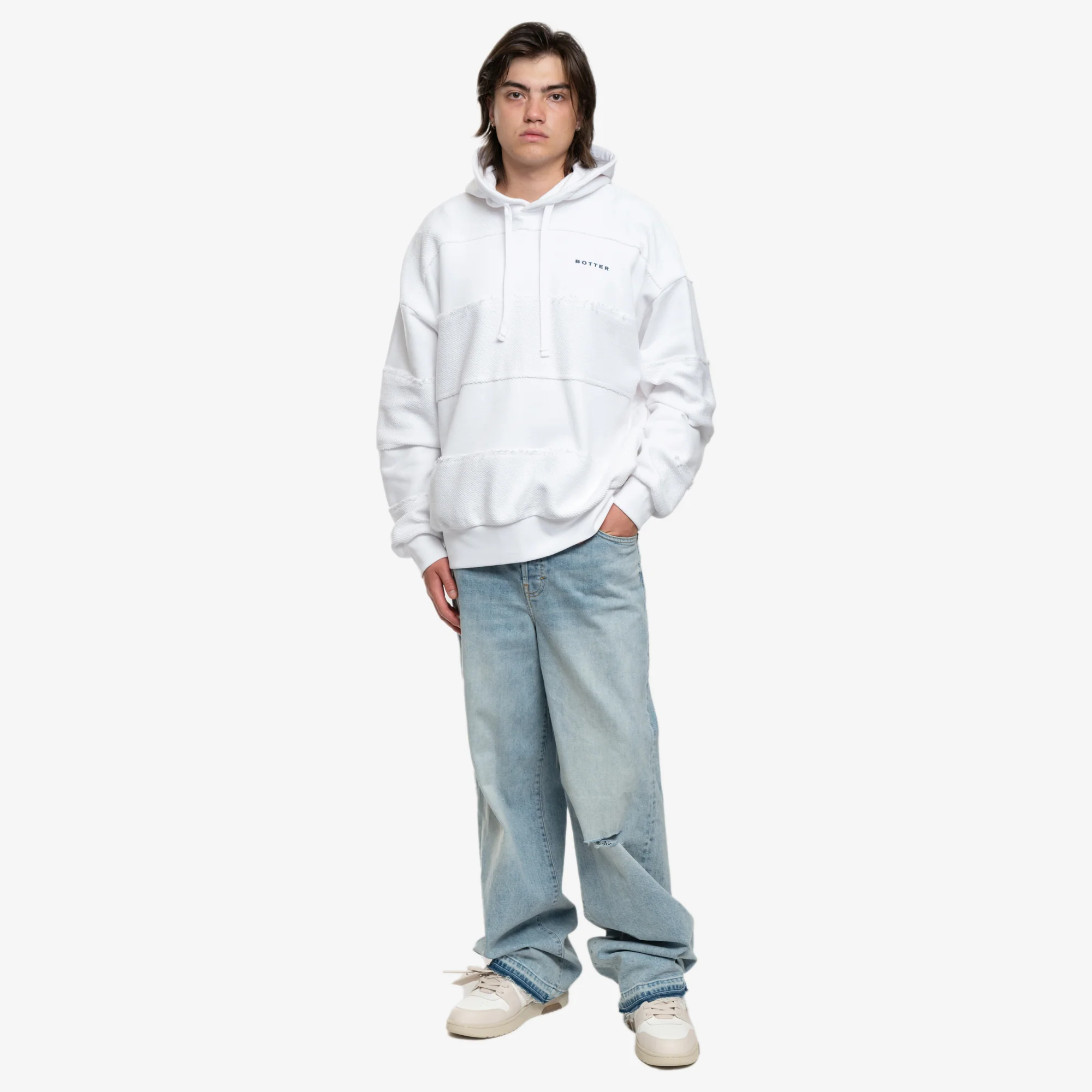 Raw Edge Stripe Hoodie - Image 2