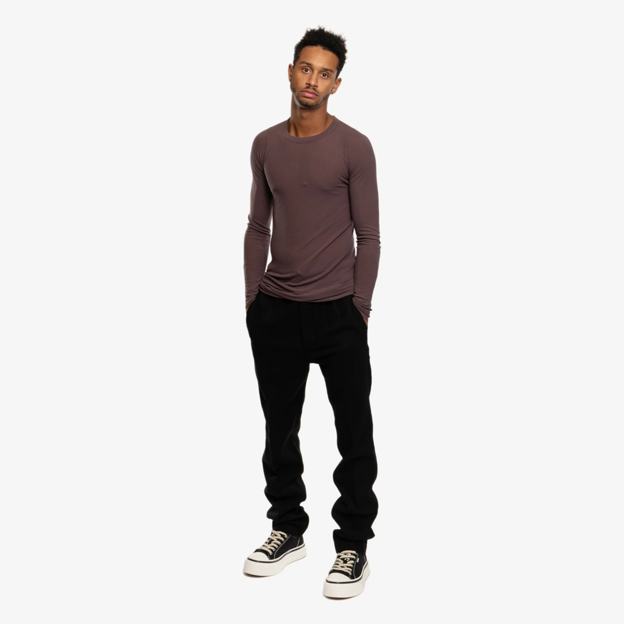 Rib Long Sleeve Amethyst T-Shirt - Image 2