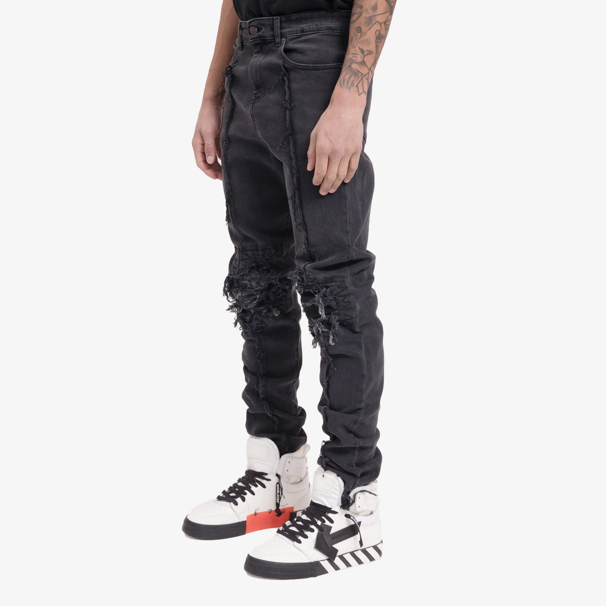 Shredded Knee Black Denim - Image 3