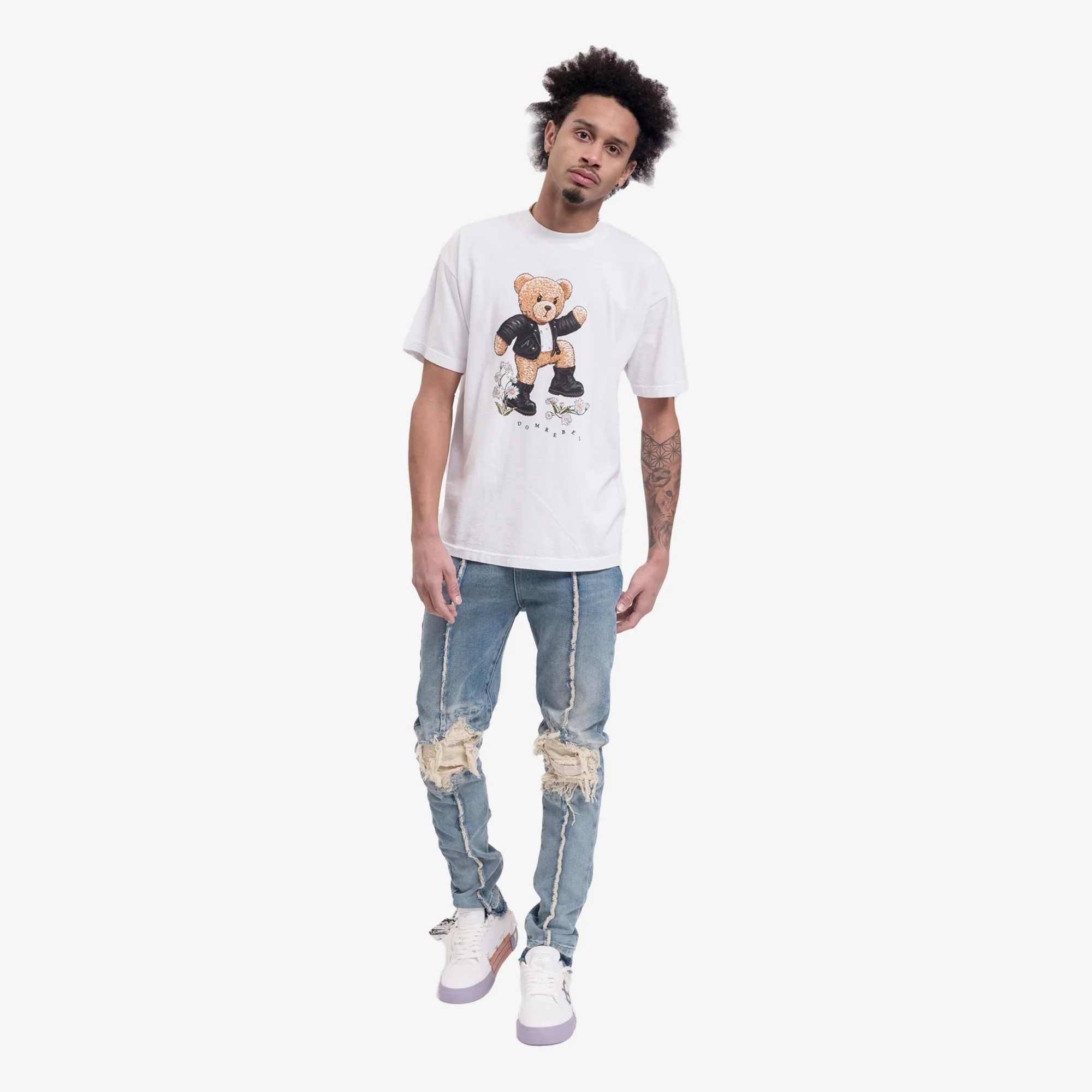 Shredded Knee Blue Denim - Image 2