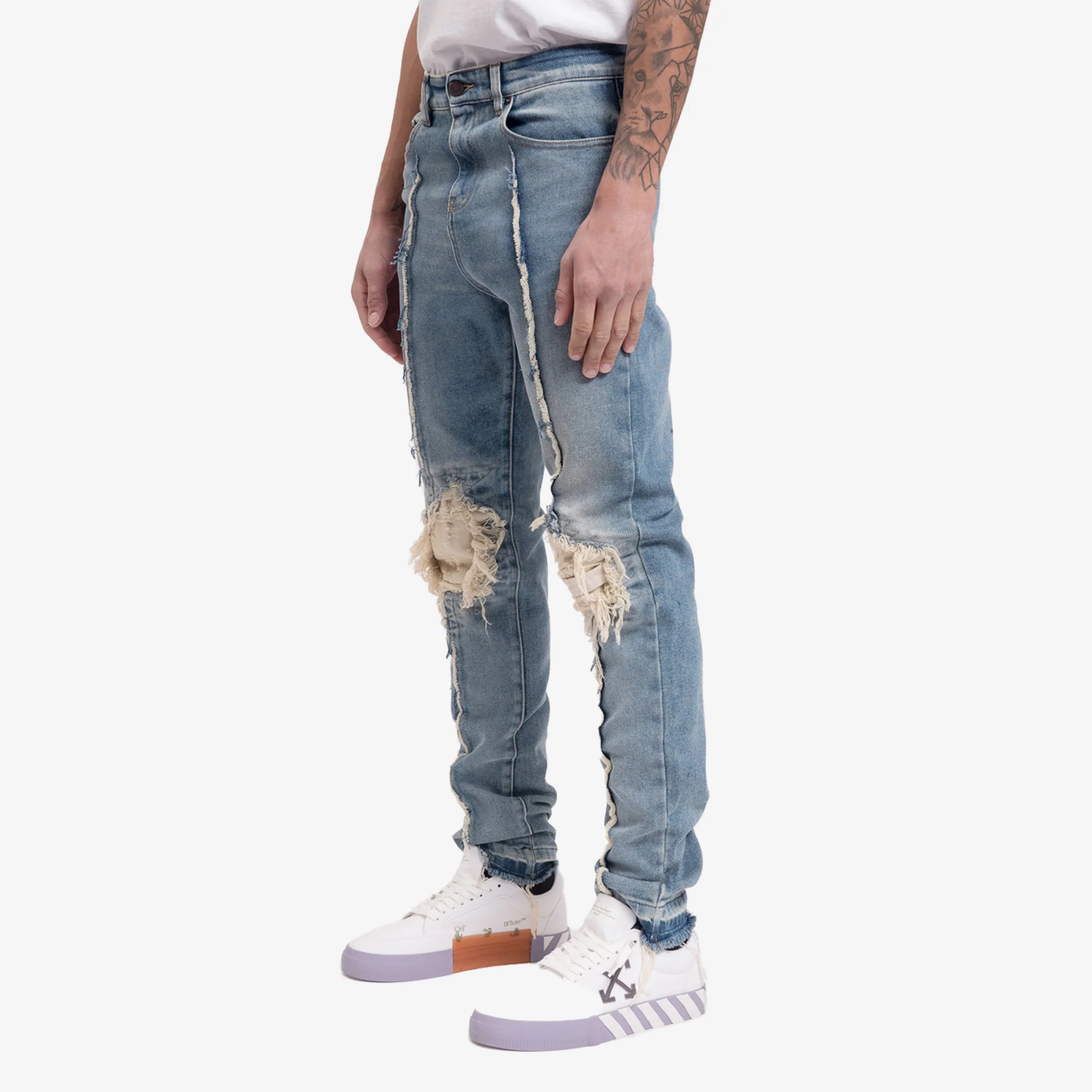 Shredded Knee Blue Denim - Image 3