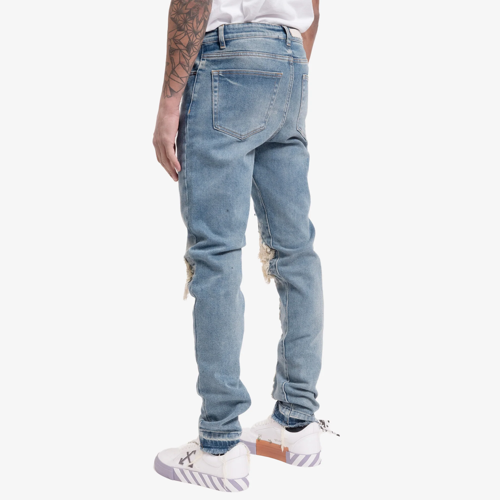 Shredded Knee Blue Denim - Image 4