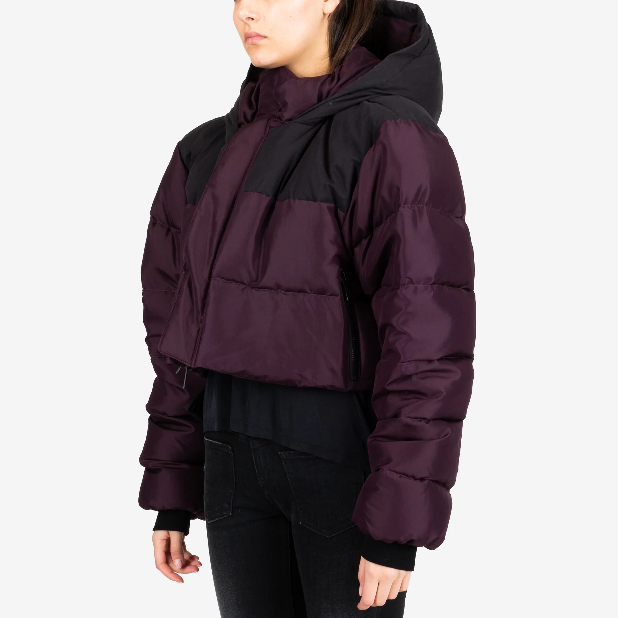 Womens Silk Habotai Cropped Down Jacket - Image 3