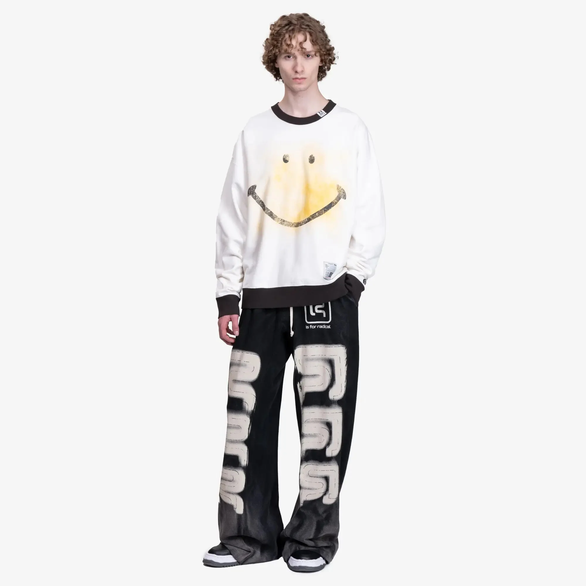 Smiley Face Distressed Sweatshirt - Image 2