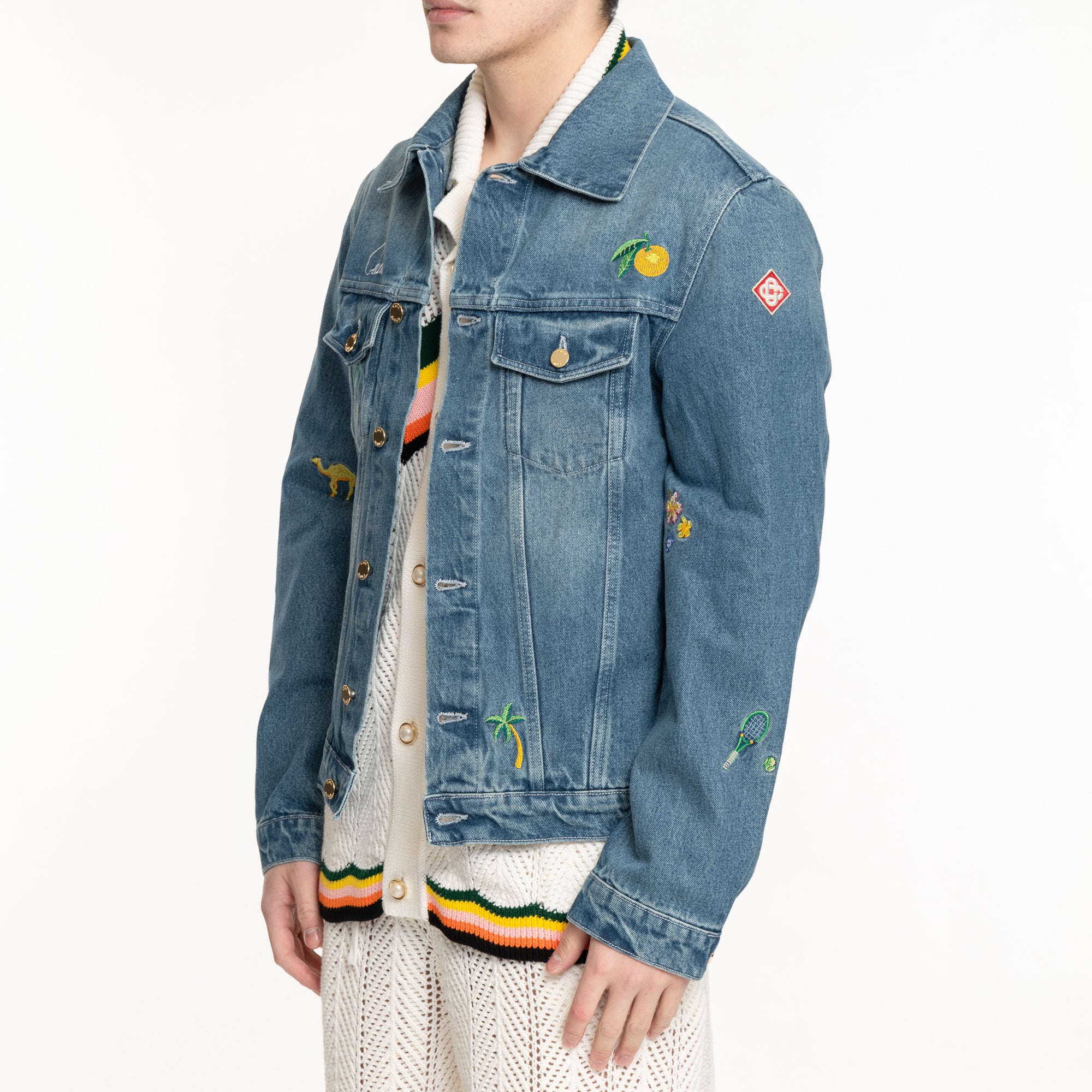 Stone Wash Motif Denim Jacket - Image 3