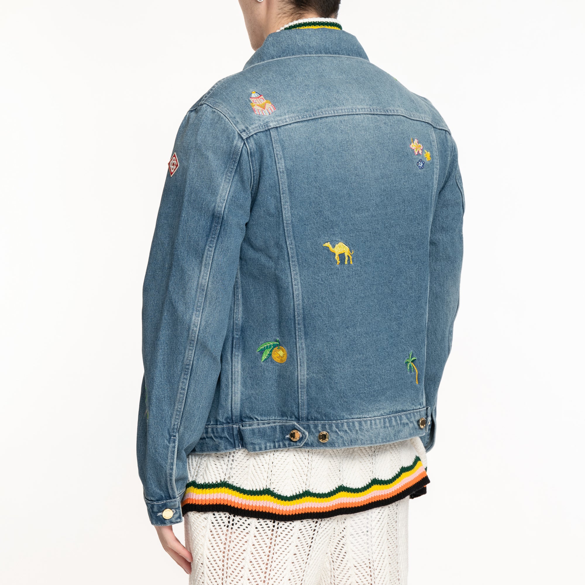 Stone Wash Motif Denim Jacket - Image 4