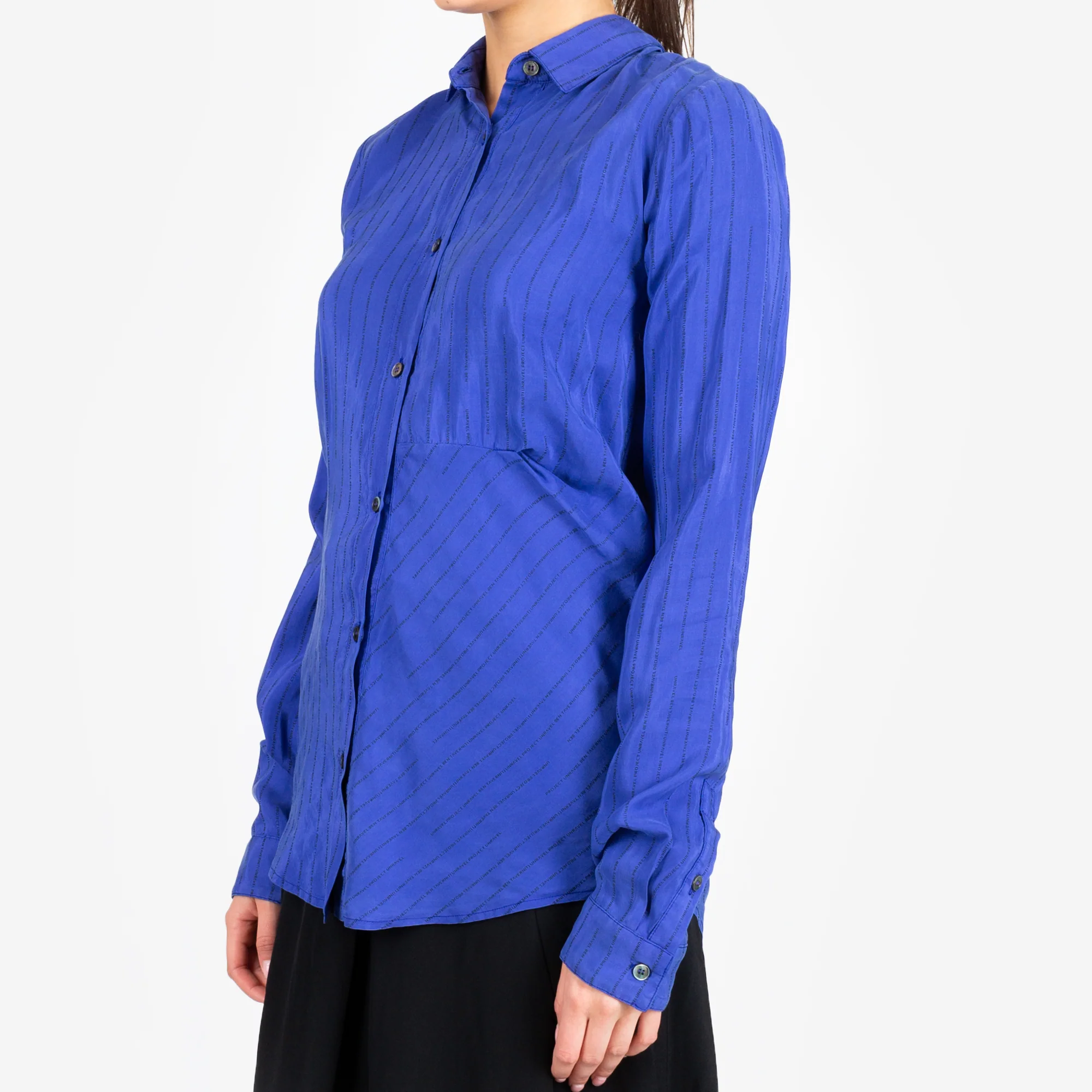 Womens Stripe Draped Shirt - Image 2