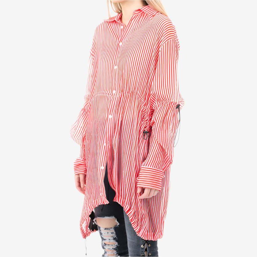Womens Stripe Drawstring Shirt - Image 2