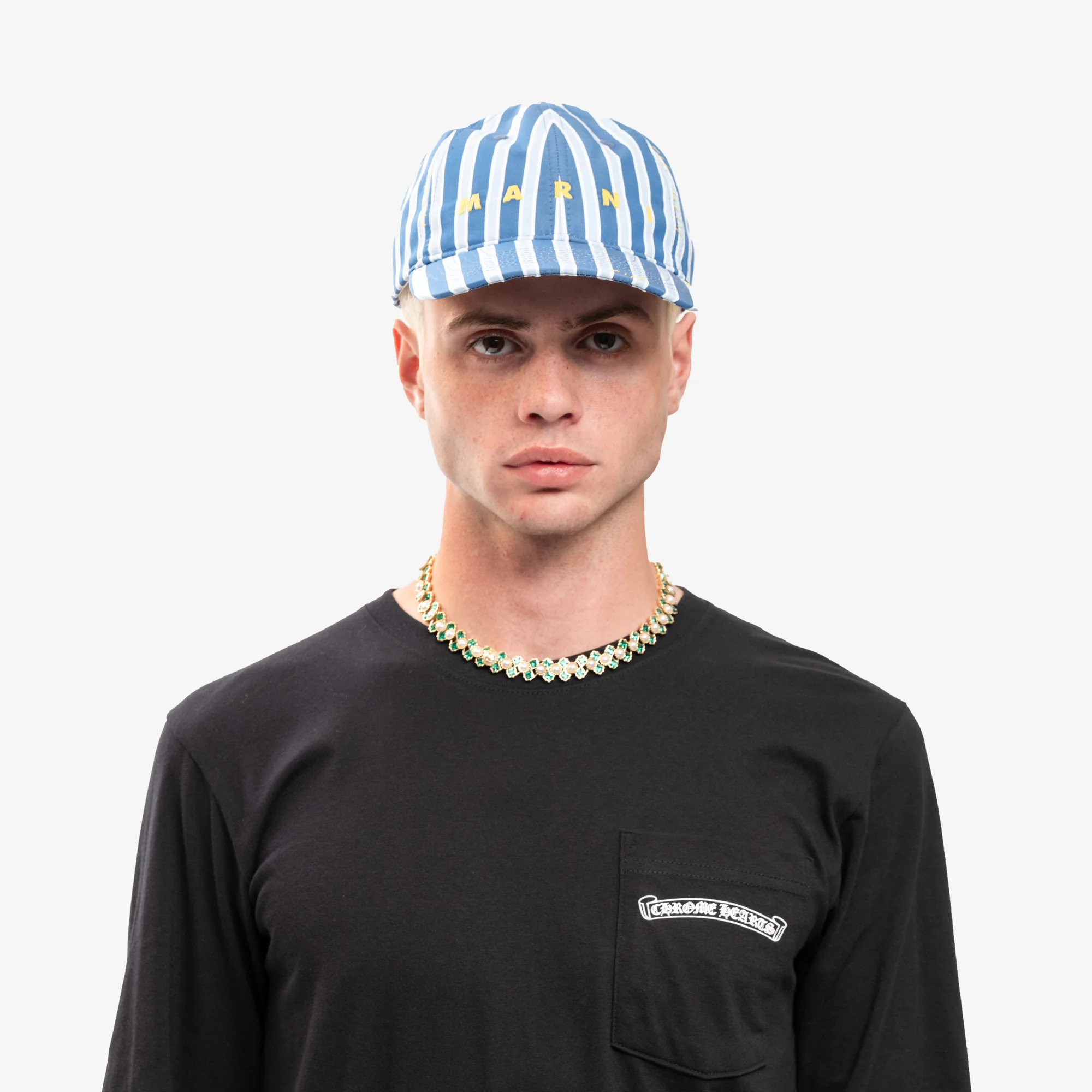 Striped Embroidered Cap - Image 2