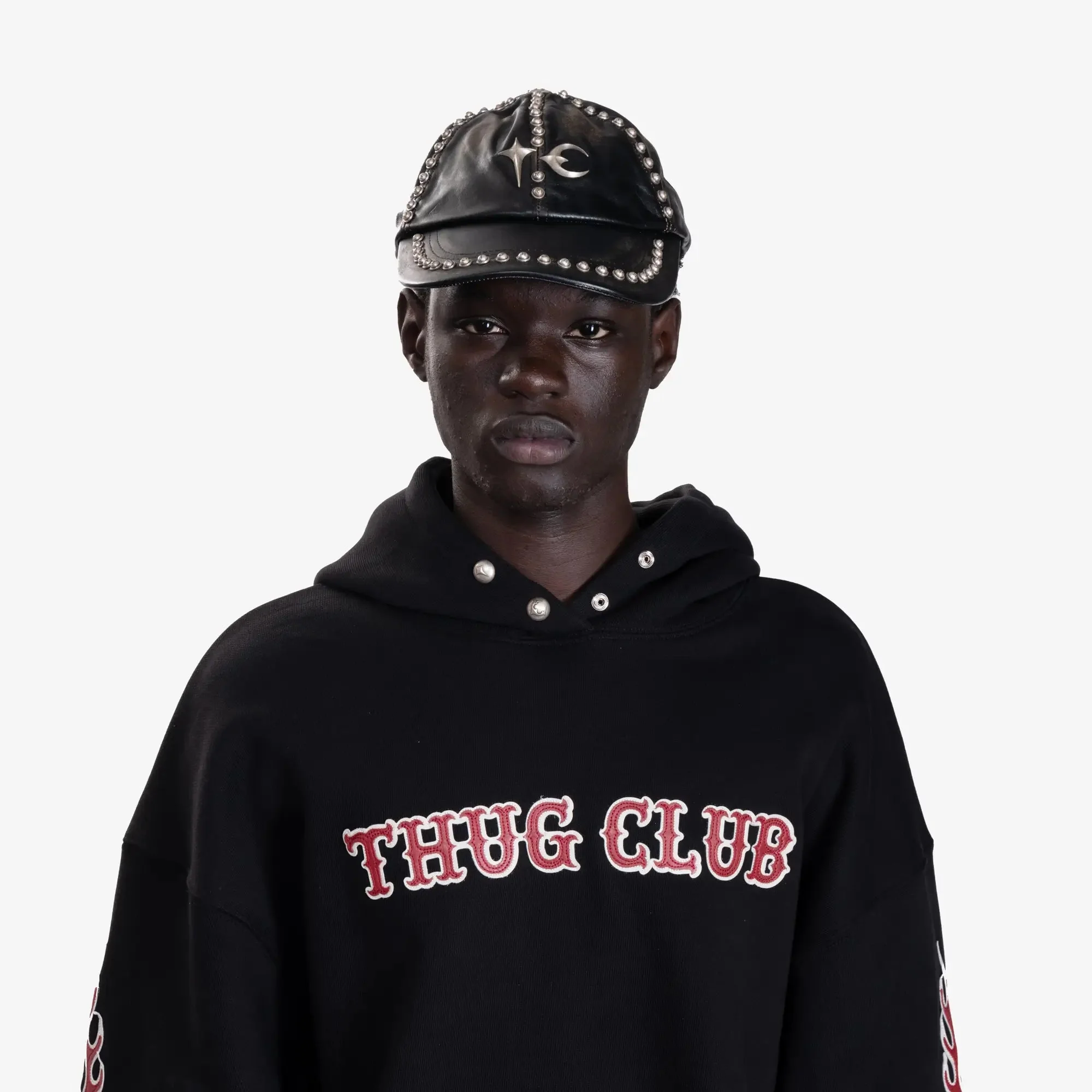 Studded Washed Leather Cap - Image 2