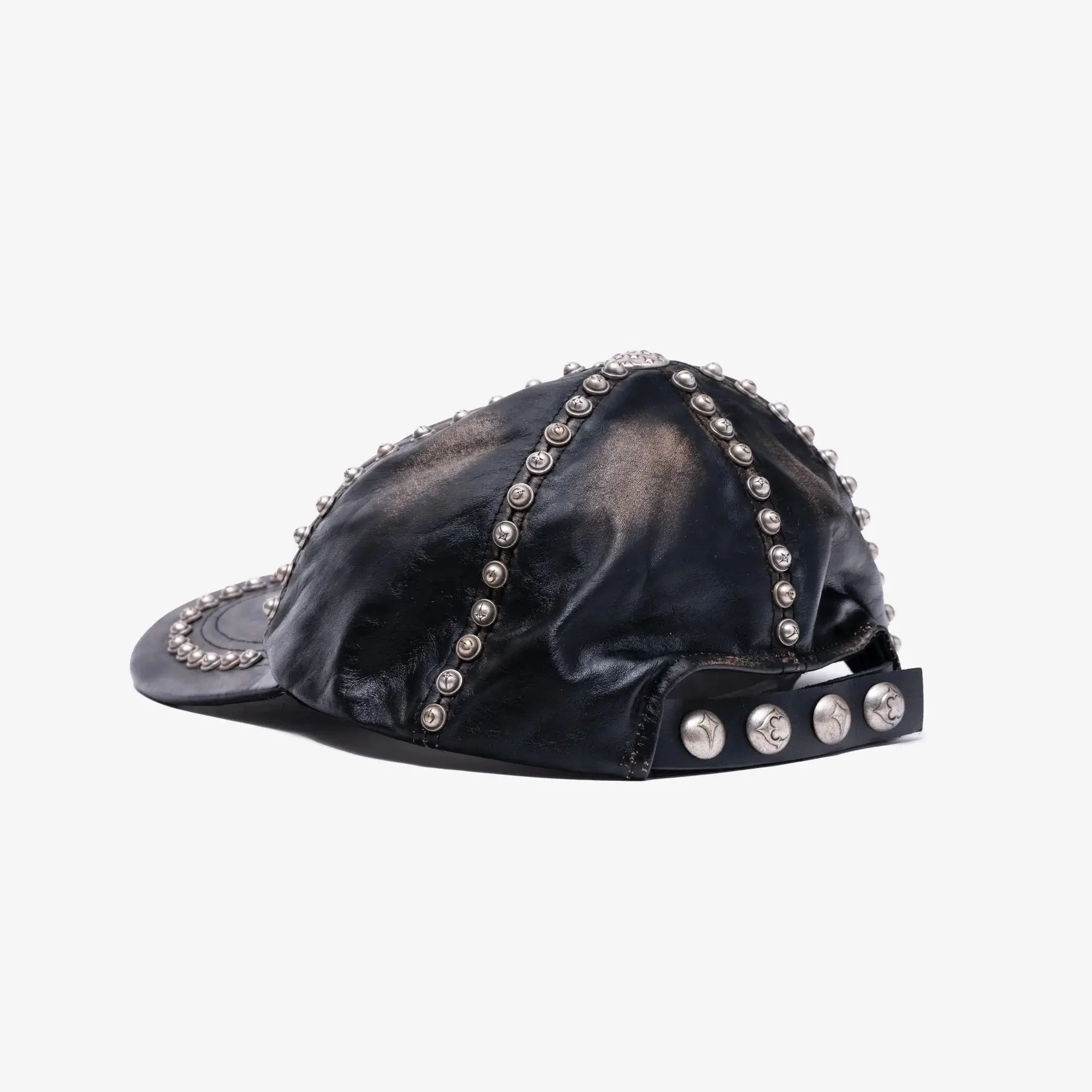Studded Washed Leather Cap - Image 4