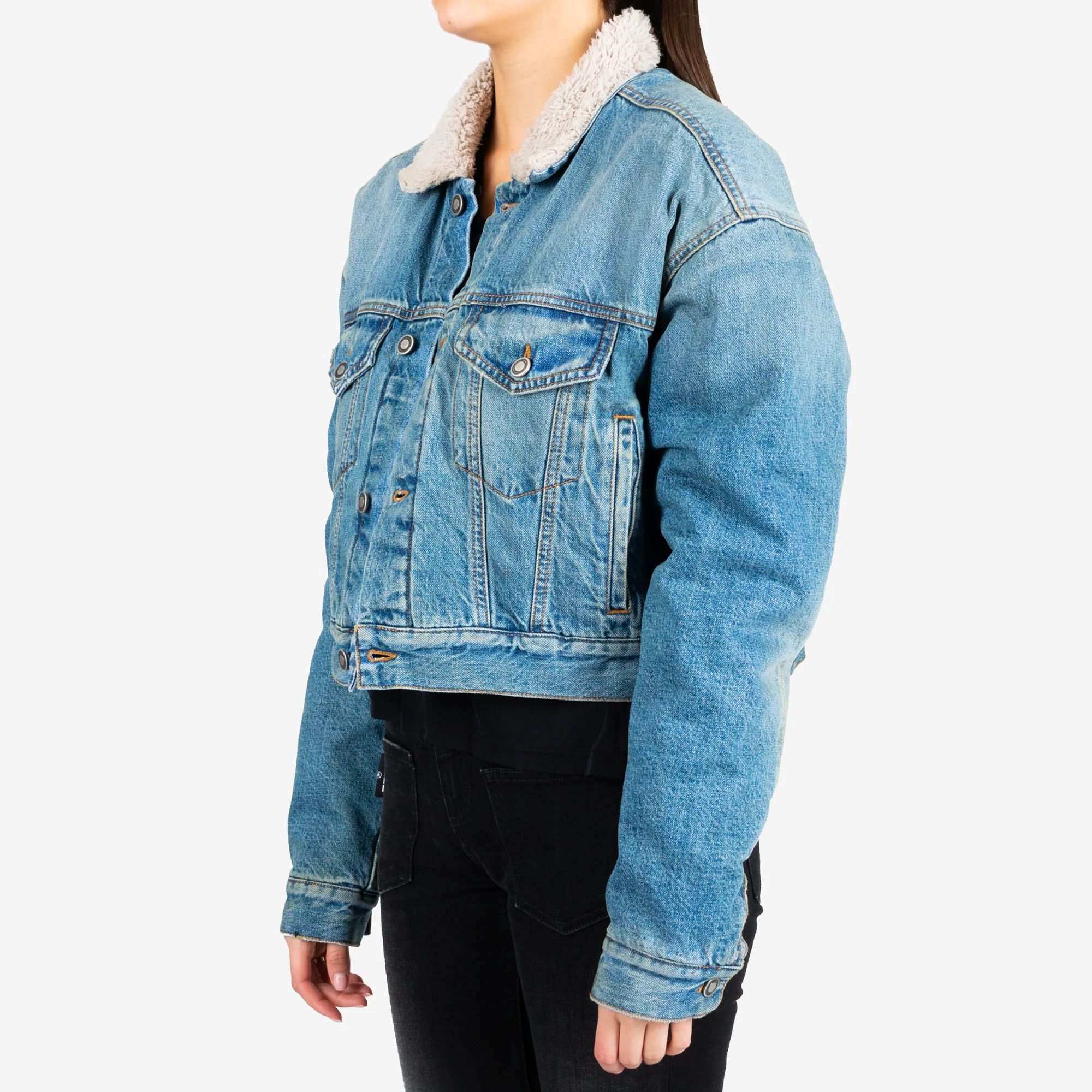 Womens Vintage Wash Jean Jacket - Image 3