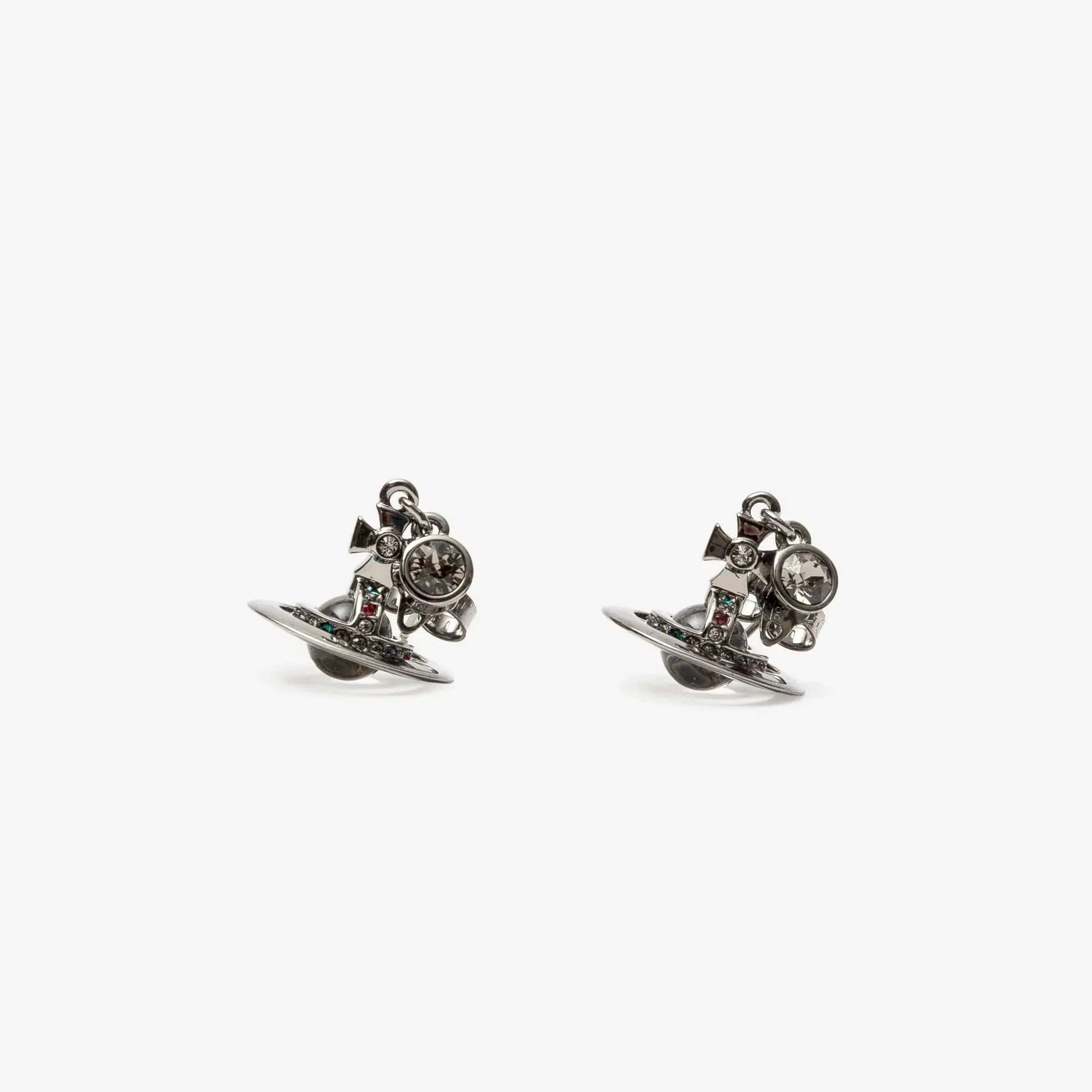 New Petite Orb Ruthenium Earrings - Image 2