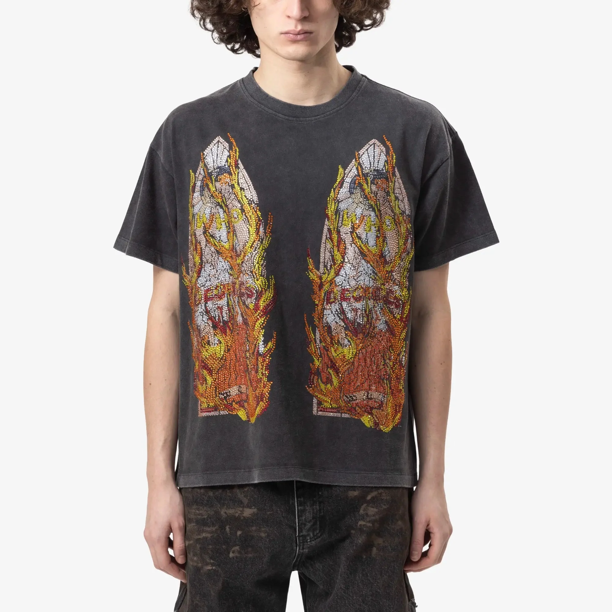 Rhinestone Flame Glass T-Shirt