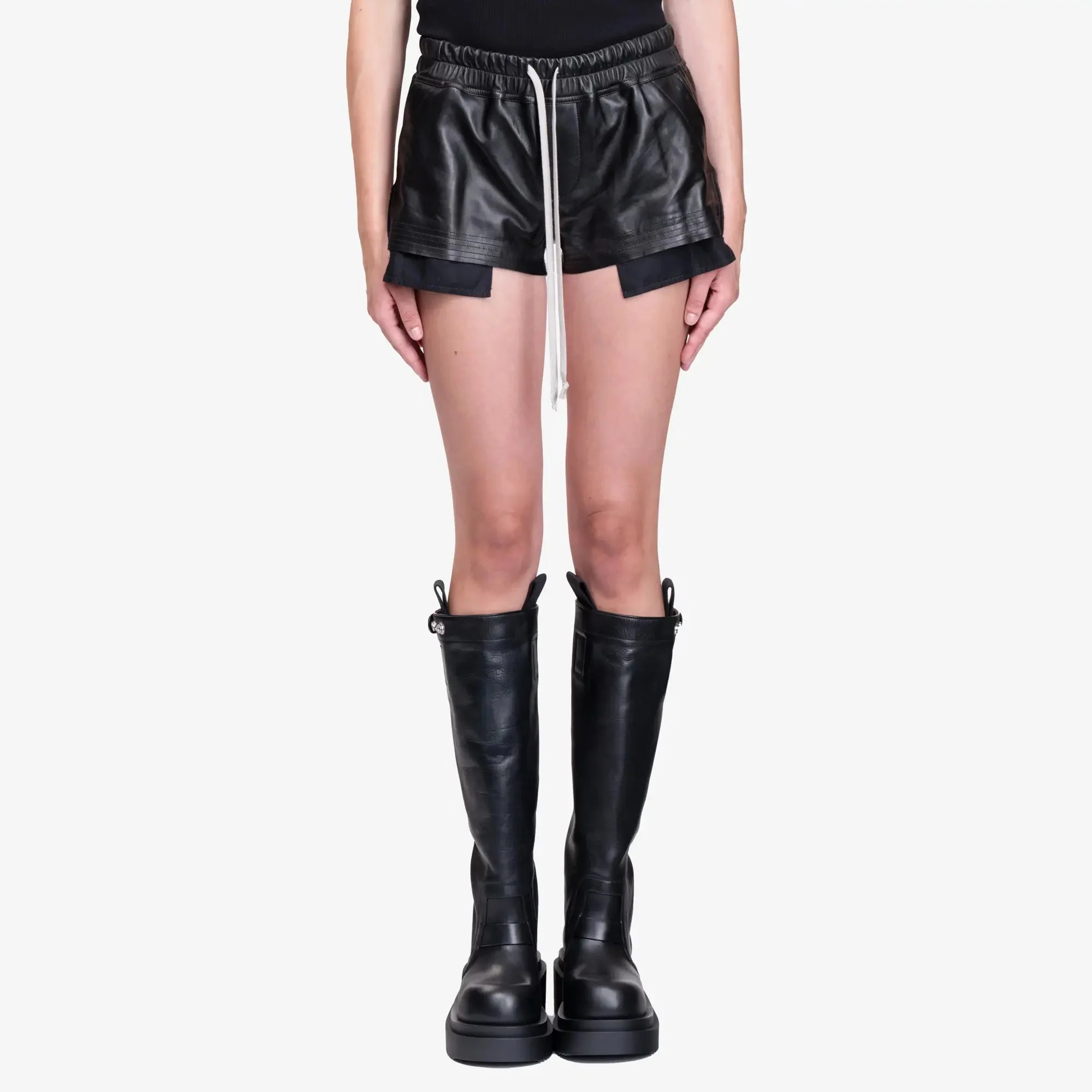 Womens Fog Boxers Leather Shorts
