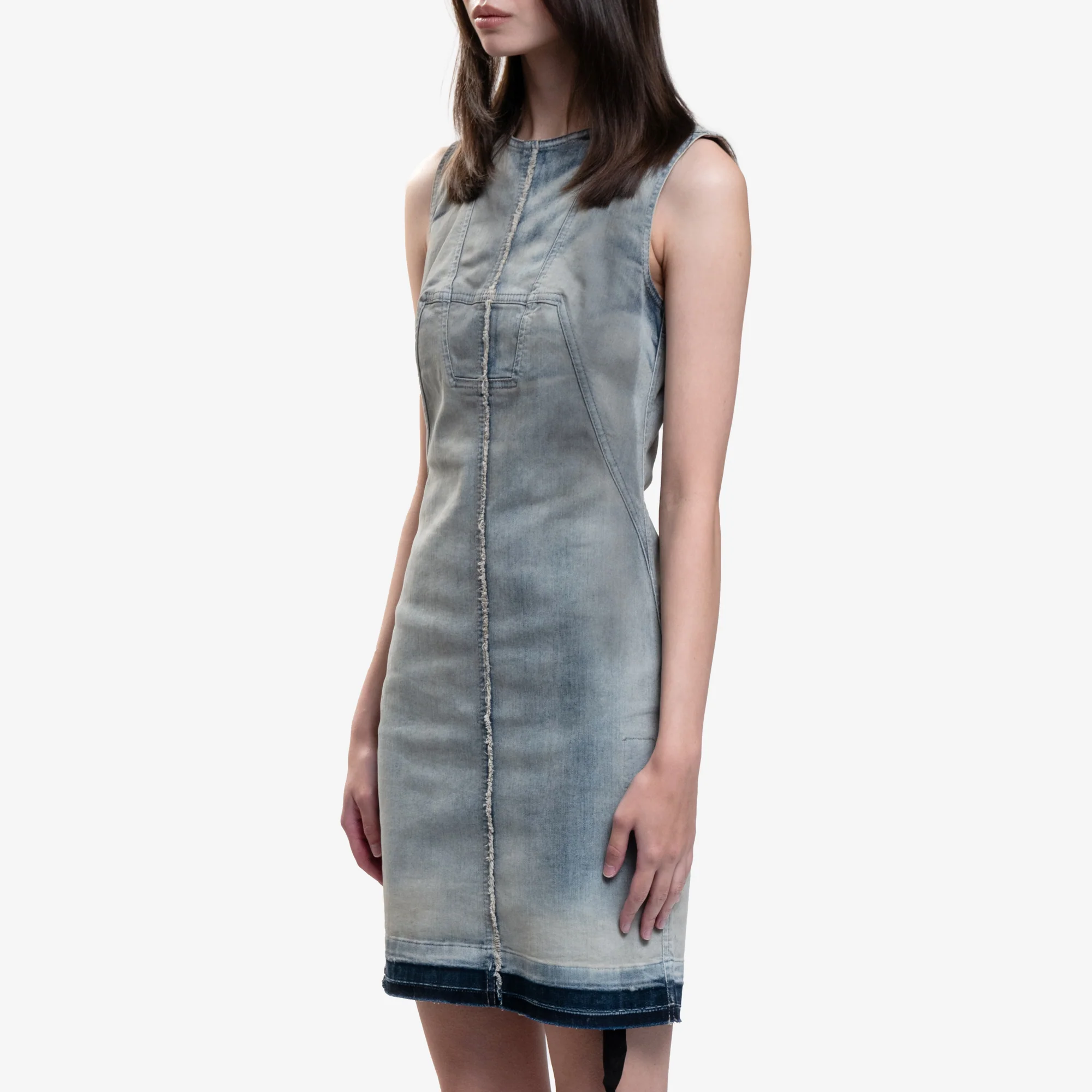 Womens Splintered Denim Dress - Image 3