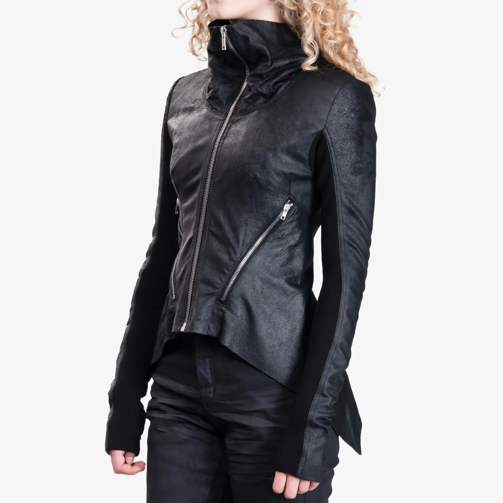 Womens Zipped Naska Biker Jacket - Image 3