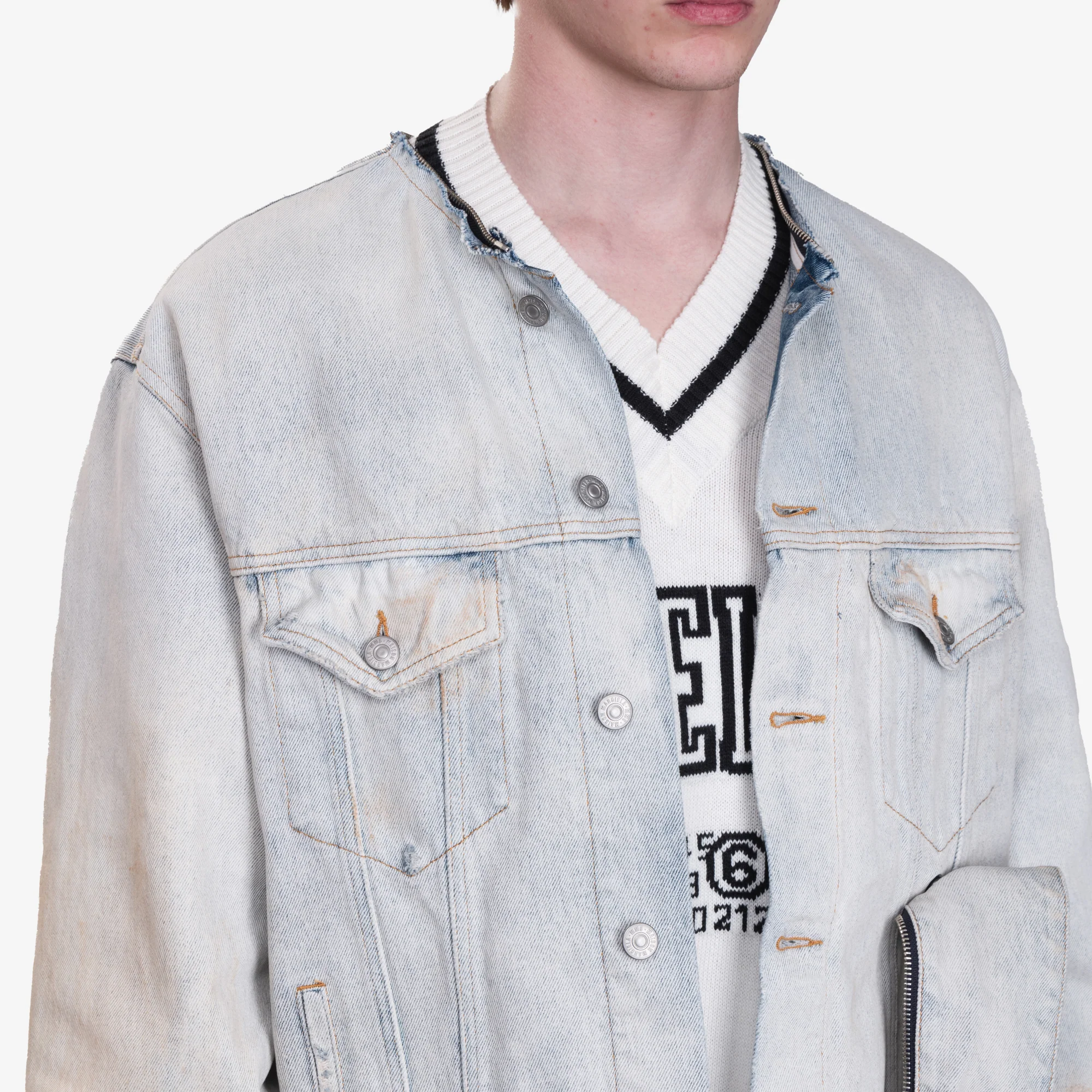 Zip Collar Denim Jacket - Image 5